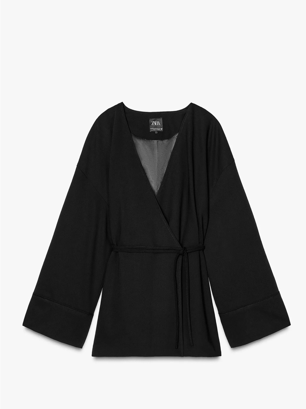 Zara Black Wrap Jacket with Tie Waist